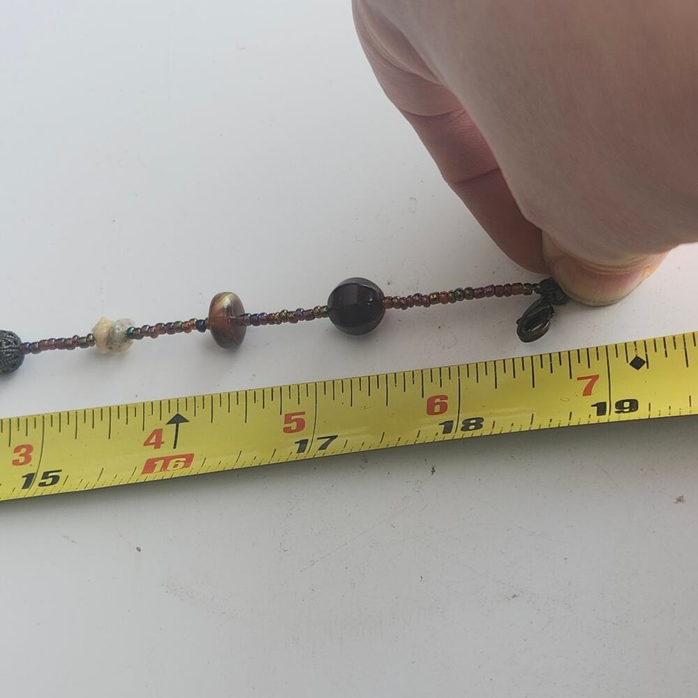 Lia Sophia Garnet Quartz Seed Bead Necklace 19in Artisan Boho Lobster Clasp - Picture 4 of 9